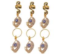 Veemoon 6 Pièces Anneaux de Cheveux Serpent Métal avec Pendentifs Œil Spirale pour Tresses Dreadlocks Accessoires de Bijoux Femme pour Noël et Fêtes