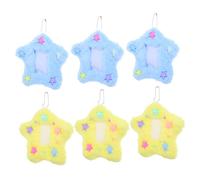 Veemoon 6 Pièces Cute Plush Star Card Holder With Keychain Transparent Photo Card Sleeve Id Badge Protector For Women And Students Star Design