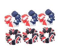 Veemoon 6 pièces Élastiques Cheveux Motif Drapeau National Cercles Cheveux Tissu pour Queue de Cheval Accessoires Mode Femmes Styles Aléatoires et Usa Durable et Chic