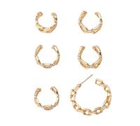 Veemoon 6 Pièces Ensemble de boucles d'oreille en métal Boucles d'oreilles pour femmes pendantes Pendants d'oreille créatifs Accessoires d'oreille pendants féminins étages alliage Doré