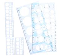 Veemoon 6 pièces Lot de Pochoirs Géométriques Plastique Bleu Outils de Mesure et Gabarits pour Techniques Architecture et Bricolage Règles de Traçage Circulaires Polyvalentes pour
