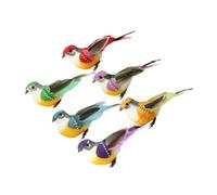Veemoon 6 pièces Set de Oiseaux Artificiels Réalistes avec Pattes Aluminium pour Décoration Jardin et Bricolage Modèles DIY Plumes Colorées Assorties Fixation Stable sur Branches et