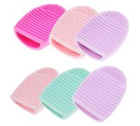 Veemoon 6 pièces Silicone Makeup Brush Scrubber Set Durable Egg Shaped Cleaning Mat For Beauty Salon And Home Use Mixed Colors