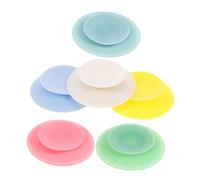 Veemoon 6 Pièces Tapis de Ventouse Silicone Double Face pour Antidérapante Support Ustensiles Portable pour Garçon Fille Seniors et Patients Lot de Disques de Fixation Multifonctionnels