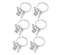 Veemoon 6 Porte-clés Maison en Alliage de Zinc Argenté Léger et Décoratif, Souvenir de Nouvelle Maison pour Fêtes et Célébrations de Nouveaux Propriétaires, Lot de 6 Pièces