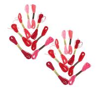 Veemoon 64 Pelotes de Fil à Broder Rouge en Coton 75 M Assortiment 8 Couleurs pour Point de Croix Loisirs Créatifs et Bracelets D’Amitié Fil Tressé Polyvalent pour Couture et Art