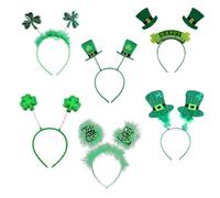Veemoon 6pcs Bandeaux Verts en Plastique Décoratifs Trèfle pour Garçon et Filles, Accessoires de Fête Saint-patrick, Création D’ambiance Festive pour Carnaval et Style Style Aléatoire