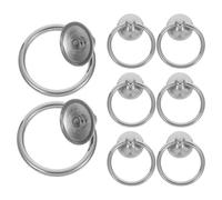 Veemoon 8 pièces Anneaux Métalliques Poignées de Tiroir Rondes Zinc Argenté Boutons de Meubles pour Cuisine Armoire Commode Montage Simple Monotrou