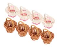 Veemoon 8 Pièces Petit Panier Tressé Anse, Style Rustique, en Bambou | Mini Panier Décoratif, Léger et Délicat, pour Table et Photo, Rangement de Bonbons