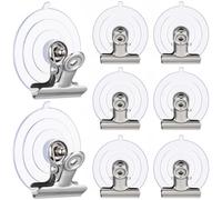 Veemoon 8 Pièces Pince à Ventouse en PVC Clip Acier Inoxydable Moyen | Fixation Simple et Réutilisable, pour Affiches et Torchons, Usage Vitrine ou Crédence Style Aléatoire