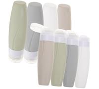 Veemoon 8 pièces Set de Flacons Rechargeables Silicone Bouteilles de Voyage Étanches pour Shampooing Lotion et Produits de Toilette sans Fuite avec Valve Anti-goutte Ouverture Large pour