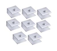 Veemoon 8 Pièces Support de Verre Carré Réglable Pince de Fixation Aluminium pour Étagère Clip Support Verre pour Maison et Bureau