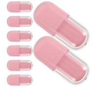Veemoon 8pcs Pots de Rouge à Lèvres Liquide en Plastique Rose, Forme Ovale 3ml, Protection Fraîcheur et Recharge Facile, pour Usage Professionnel et Personnel