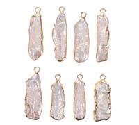 Veemoon 8pièces Breloques Perles Eau Douce Naturelles et Irrégulières avec Bordure Dorée pour Création de Bijoux Colliers et Boucles Oreilles Accessoires Pendants