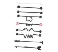 Veemoon 9 Pièces Ensemble De Boucles D'oreilles Boucles D'oreilles En or Goujons Industriel Boucles D'oreilles Créoles Femmes Titane Trousse Long Plaqué Étalon Acier Inoxydable Noir