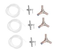 Veemoon 9 pièces Kit Accessoires Pompe à Oxygène Acier Inoxydable pour Aquarium Répartiteur Tube avec Clapet Anti-Retour et Connecteurs Tuyaux Flexibles Résistants pour Bassin et Cuve