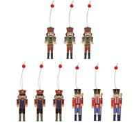 Veemoon 9 PièCes NoëL Sapin Bois Casse-Noisette Suspendre DéCorations, Figurine Casse Noisette Soldat Traditionnels Ornamente Pendentif Bricolage De NoëL pour FêTe des FêTes d'hiver, 9.5CM