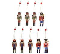 Veemoon 9 PièCes NoëL Sapin Bois Casse-Noisette Suspendre DéCorations, Figurine Casse Noisette Soldat Traditionnels Ornamente Pendentif Bricolage De NoëL pour FêTe des FêTes d'hiver, 9.5CM