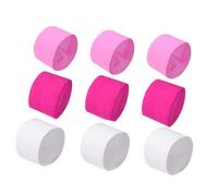 Veemoon 9pièces Papier Crépon Décorations Fête Banderoles Papier Crépon Rose Rouge Blanc