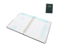 Veemoon Agenda Journal Planner avec Couverture PU Cuir Vert Foncé Organiseur Mensuel Hebdomadaire avec Pages Spacieuses et Papier Épais Carnet de Planification Quotidienne pour Gestion Du