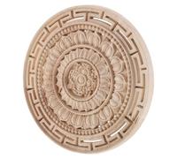Veemoon Appliques rondes en bois : incrustation de fleurs mandalas pour décoration de meubles - Décalcomanies sculptées en bois non peintes pour armoire, penderie, miroir, plafond