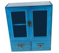 Veemoon Armoire Murale Vintage en Bois Bleu 1 Porte Double Rangement Mural pour Chambre Meuble De Rangement Comptoir Décoratif
