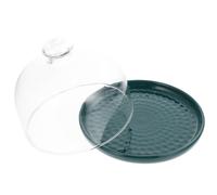 Veemoon Assiette à Dessert 15 CM Verte Couvercle en Verre Transparent Présentoir à Gâteaux et Aliments Plateau à Pâtisserie Cuisine Restaurant et Fêtes