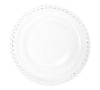 Veemoon Assiette à Salade en Verre 10 Pouces Bordure Perle Assiette à Fruits Décorative pour Vaisselle Ménagère pour Buffet Fête et Usage Quotidien