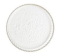 Veemoon Assiette Élégante en Verre à Bord Doré pour Spaghetti et | Verre sans Plomb, Texture Japonaise Transparente, Style Européen Raffiné, pour Table Familiale et Café