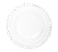 Veemoon Assiette en Verre 10 Pouces Bord Perlé Assiette à Salade Décorative Transparente Plateau pour Fruits et Plats Froids Vaisselle Ménagère pour Buffet et Réception