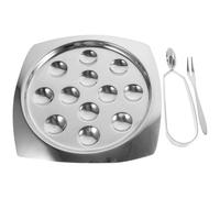 Veemoon Assiette Escargot Acier Inoxydable avec Compartiments Set Complet pour Cuisson Au Four et Service Fruits de Mer et Facile à Nettoyer Cuisine Maison et Restaurant