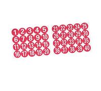 Veemoon Autocollants Numériques Numérotés 1-40 Rouges Auto-adhésifs Forte Adhésion Pour Emballage, Décoration Festive Et Marquage Paquet Présent