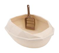 Veemoon Bac à Litière pour Chat Semi-fermé avec Clapet Anti-projection Bac à Litière Plastique avec Pelle Toilette pour Chat Intérieur Motif à Pois Entretien Facile et Couleur Aléatoire