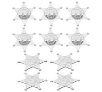 Veemoon Badges de Police en Plastique Argenté 10 Pièces, Accessoires de Cosplay pour Fête et Halloween, Insignes à Épingler Réalistes pour Costume Policier et Déguisement Western