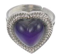 Veemoon Bague D'humeur Ajustable de Cœur Pierre Précieuse Thermosensible, Anneau à Changement de Couleur Selon la Température, Bijou Femme Léger pour Soirée et Usage Quotidien