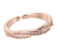 Veemoon Bague Femme Ouverte Réglable en Zircon Cuivre Style | Finition Soignée, Toucher Lisse, Confort Ajustable, pour Épouse ou Amie, Soirées, Shopping et Saint Valentin