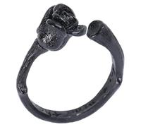 Veemoon Bague Ouverte Créative Noire en Alliage Léger, Anneau Rose Rétro Parodie pour Femme, Bijou Amusant et Présent Personnalisable, Accessoire Mode