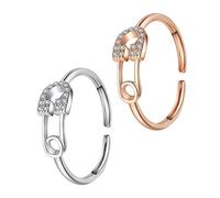 Veemoon Bague Ouverte Réglable en Zircon pour Femme Ensemble de et Bijoux en Argenté pour Toutes Occasions Taille Unique