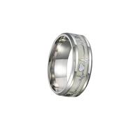 Veemoon Bague Unisexe Noctilucente Électrocardiographie Bague de Doigt en Acier Inoxydable Taille 9 pour Hommes et Femmes Design Créatif pour Mariage et Fête