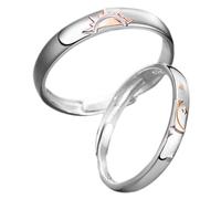 Veemoon Bagues Ouvertes pour Couples Soleil et Lune, Anneaux Assortis en Métal Argenté, Taille Moyenne, Bagues de Couple pour Amoureux, Présent Saint-valentin et Anniversaire, Bijoux