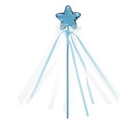 Veemoon Baguette Magique de Fée Étoile Pailletée Bleue avec Rubans, 1 Pièce, Accessoire Déguisement Fête Anniversaire, Jeu de Rôle Bébé Fille, Décoration Photo