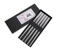 Veemoon Baguettes en Acier Inoxydable 304 Réutilisables, Lot de 5 Paires Antidérapantes et Compatibles Lave-vaisselle, Design Carré Cuisine et Repas à Domicile, Coffret Présent