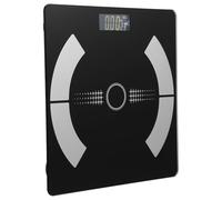 Veemoon Balance Numérique Intelligente Corps et Graisse Corporelle, Pèse-personne USB Rechargeable 26x26 Cm, Verre Noir Piano, Balance Domestique sans Fil pour Salle de Bain, Outil