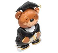 Veemoon Ballon en Aluminium pour Remise de Diplôme D’Ours Debout Ballon Décoratif Géant Marron Décoration de Fête Scolaire pour Photos 1 Pièce