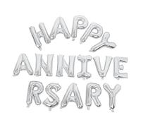 Veemoon Ballons Aluminium Happy Anniversary Argent Lettres Gonflables pour Décoration Mariage et Fête Ensemble Décoratif pour Cérémonies et Anniversaires