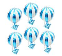 Veemoon Ballons Aluminium Montgolfière 4D Bleu 6 Pcs Décorations Anniversaire Garçon et Filles Fête Thème Voyage Effet Tridimensionnel Solide