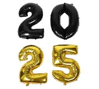 Veemoon Ballons Chiffres 2025 en Film Aluminium 32 Pouces Noir et Or pour Décoration Nouvel An Kit Fête Maison et Anniversaire Accessoires pour Agencement Festif