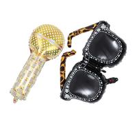 Veemoon Ballons en Aluminium 2 Pcs Micro et Lunettes Léopard à Paillettes pour Décoration Fête Années 90, Accessoires Rétro pour Anniversaire, Bar et Photobooth