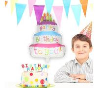 Veemoon Ballons en Aluminium Joyeux Anniversaire 10 Pièces 5 Ballons Gâteau à Trois Étages Décoration Festive pour Anniversaire et Shower Couleurs Vives Résistantes