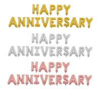 Veemoon Ballons Happy Anniversary Aluminium Ensemble Décoratif Doré pour Mariage et Fête Lettres Gonflables pour Anniversaire et Célébration